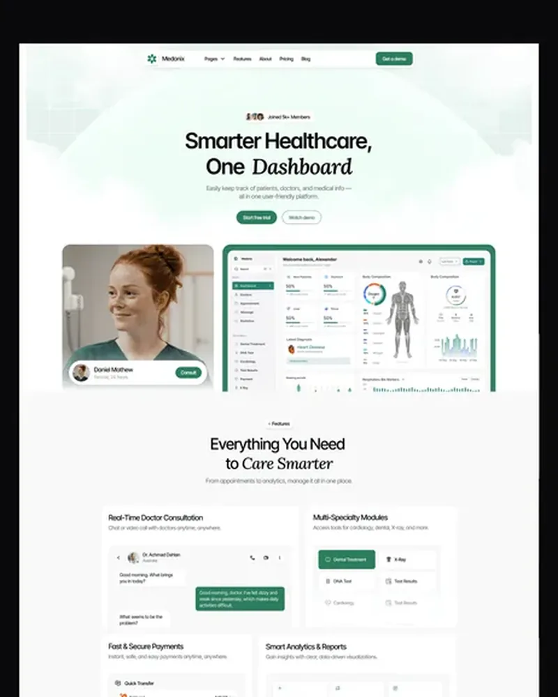 Healthcare demo — Medonix home page