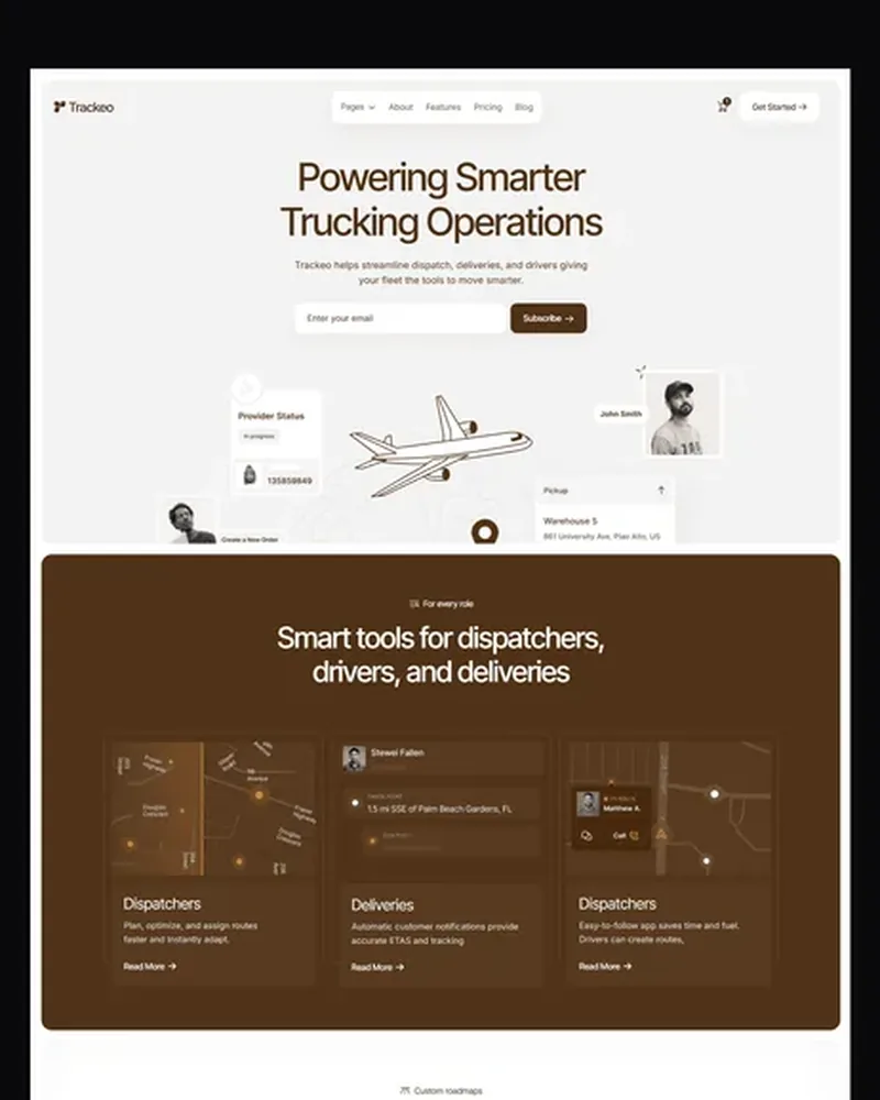 Logistics demo — Trackeo home page