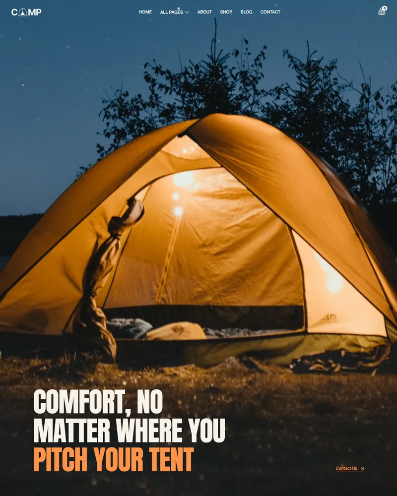 Outdoor Store demo — Camp home page