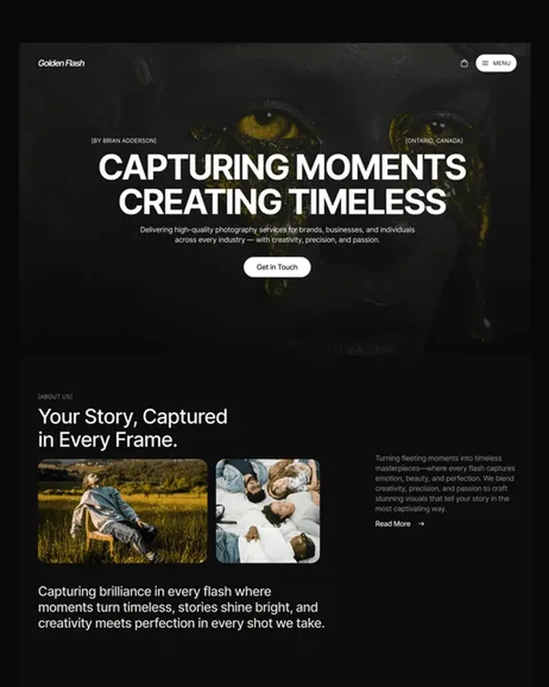 Photography demo — Golden Flash home page
