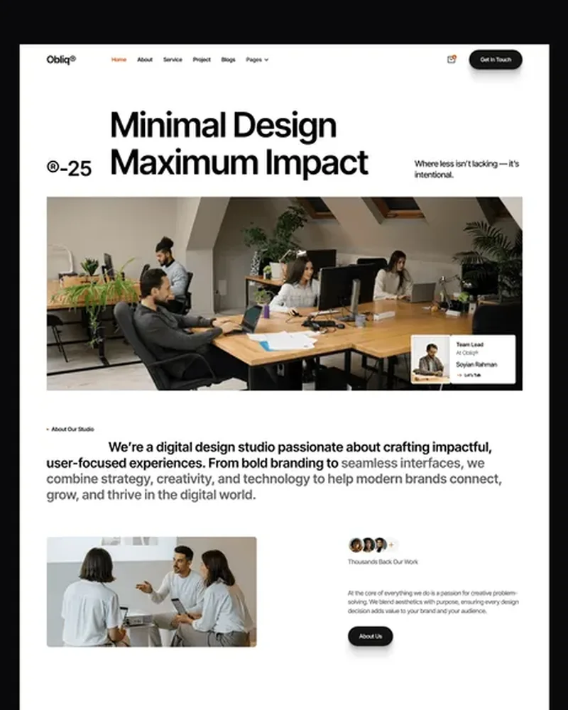 Portfolio demo — Obliq home page