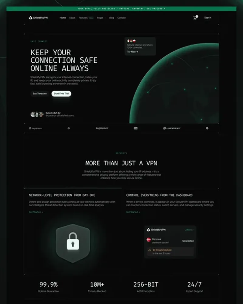 VPN & Security demo — ShieldifyVPN home page